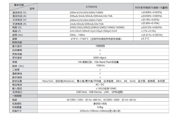 优利德UT8805N台式数字万用表